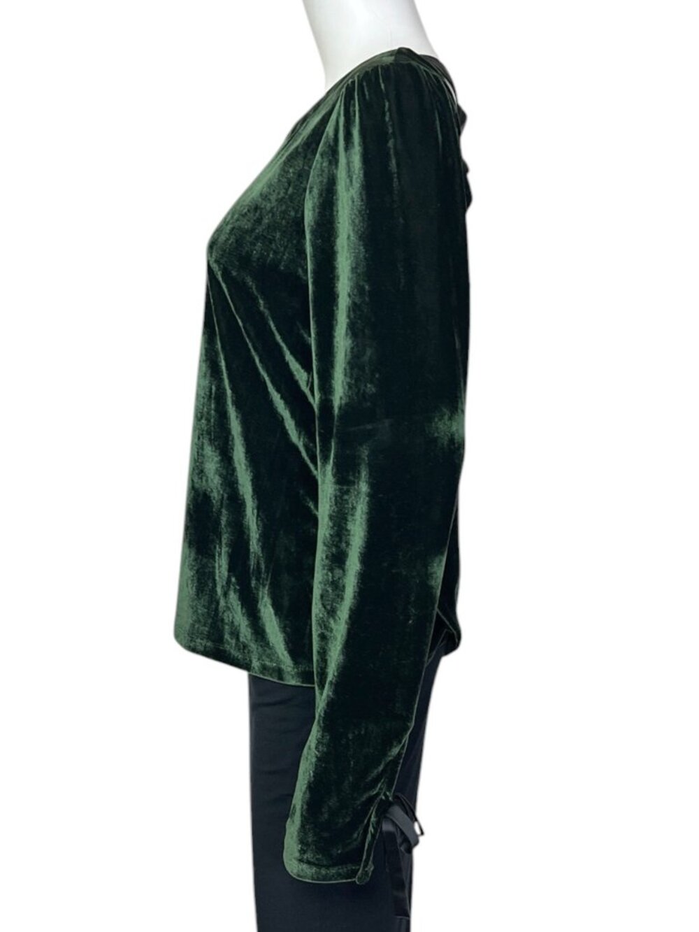 By Anthropologie Open-Back Velvet Top in Dark Green - sz L - Picture 6 of 10